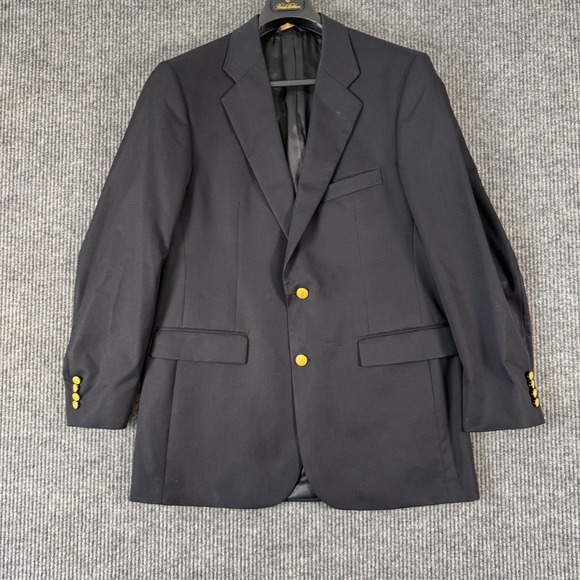 Brooks Brothers 346 Blazer Mens 42L Black Gold‎ Button Preppy Ivy League Trad